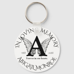 Monogram   Memorial   Angel Wings Sleutelhanger