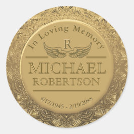 monogram Memorial Gold Seal Ronde Sticker