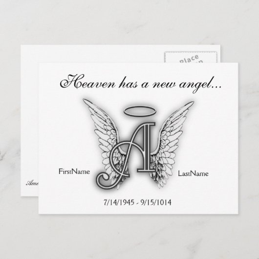 Monogram Memorial Letter A Briefkaart (Voorkant / Achterkant)