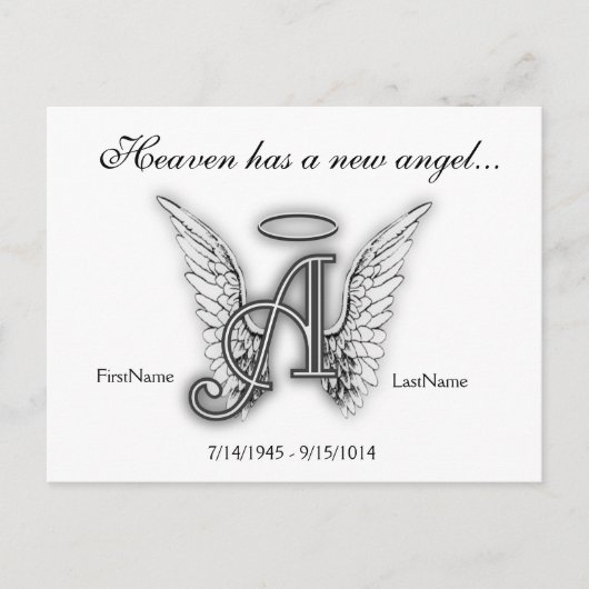 Monogram Memorial Letter A Briefkaart (Voorkant)