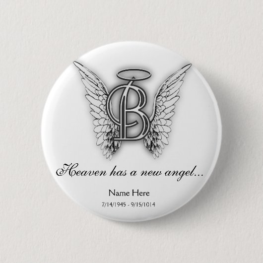 Monogram Memorial Letter B Ronde Button 5,7 Cm (Voorkant)