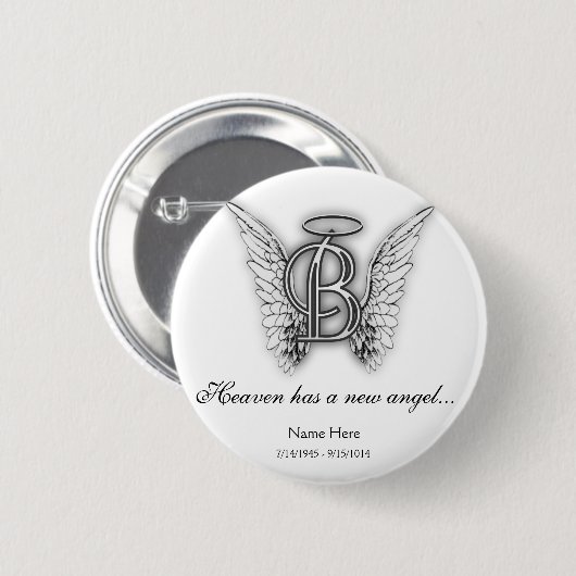 Monogram Memorial Letter B Ronde Button 5,7 Cm (Voorkant /achterkant)
