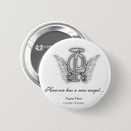 Monogram Memorial Letter P Ronde Button 5,7 Cm (Voorkant /achterkant)