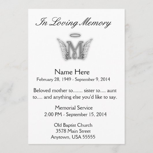 Monogram Memorial Programmakaart (Achterkant)