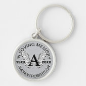 Monogram | Memorial | Silver Angel Wings Sleutelhanger (Voorkant)