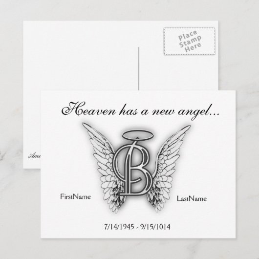 Monogram Memorial Tribute Letter B Briefkaart (Voorkant / Achterkant)