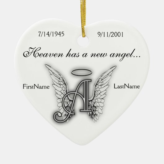 Monogram Memorial Tribute Ornament A (Voorkant)