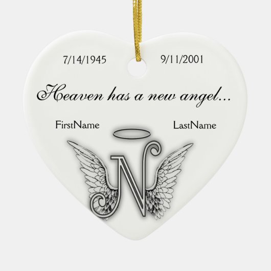 Monogram Memorial Tribute Ornament N (Voorkant)