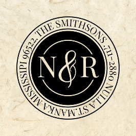    Monogram Men familienaam Retouradres Circulaire Zelfinktende Stempel