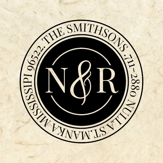    Monogram Men familienaam Retouradres Circulaire Zelfinktende Stempel