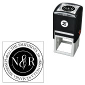   Monogram Men familienaam retouradres cirkel Zelfinktende Stempel (In situ)