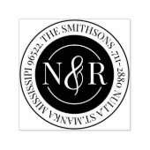    Monogram Men familienaam retouradres cirkel Zelfinktende Stempel (Design)
