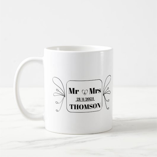 monogram meneer en mevrouw koffiemok (Links)