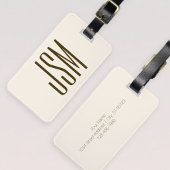 Monogram, merk of bedrijfsnaam | Gebroken wit brui Bagagelabel