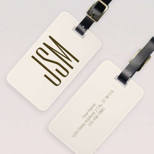 Monogram, merk of bedrijfsnaam | Gebroken wit brui Bagagelabel