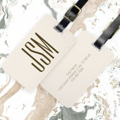 Monogram, merk of bedrijfsnaam | Gebroken wit brui Bagagelabel