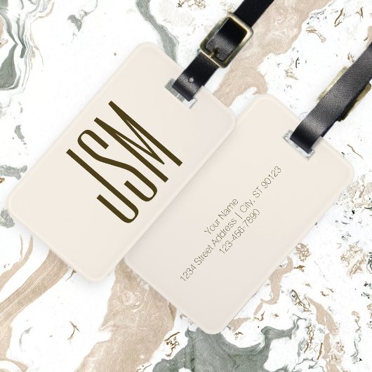 Monogram, merk of bedrijfsnaam | Gebroken wit brui Bagagelabel