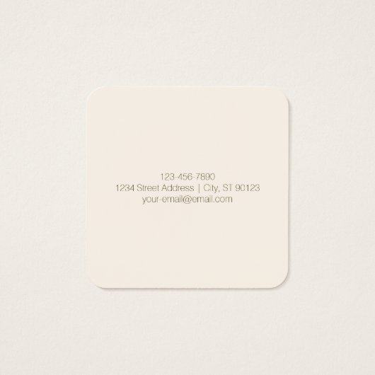 Monogram, merk of bedrijfsnaam | Gebroken wit brui Vierkante Visitekaartjes (Achterkant)