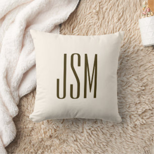 Monogram, merk of bedrijfsnaam Off-white bruin Kussen