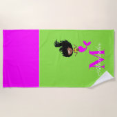 Monogram Mermaid African American Brown Black Girl Strandlaken (Voorkant)