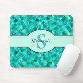 Monogram Mermaid Scales Zee Green Aqua Blue Muismat (Met muis)
