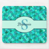 Monogram Mermaid Scales Zee Green Aqua Blue Muismat (Voorkant)