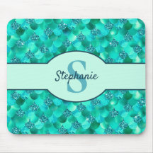 Monogram Mermaid Scales Zee Green Aqua Blue