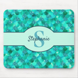 Monogram Mermaid Scales Zee Green Aqua Blue Muismat