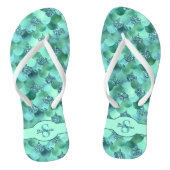 Monogram Mermaid Scales Zee Green Aqua Teenslippers (Voetbed)