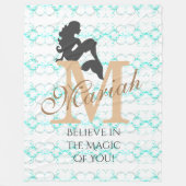 Monogram Mermaid Silhouette Fleece Blanket Custom (Voorkant)