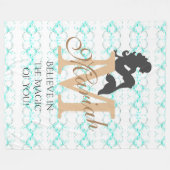 Monogram Mermaid Silhouette Fleece Blanket Custom Deken (Voorkant (Horizontaal))