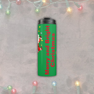 Monogram Merry & Bright op Groen   Thermosbeker