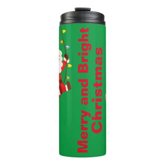 Monogram Merry & Bright op Groen | Thermosbeker (Voorkant)