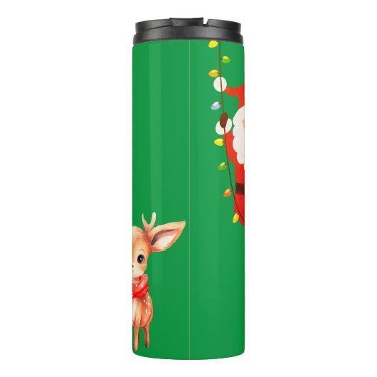 Monogram Merry & Bright op Groen | Thermosbeker (Achterkant)