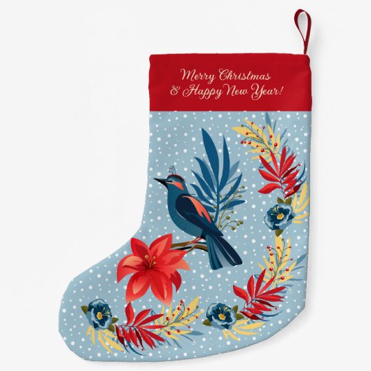 Monogram Merry Christmas & Happy New Year! Floral Kleine Kerstsok (Achterkant)