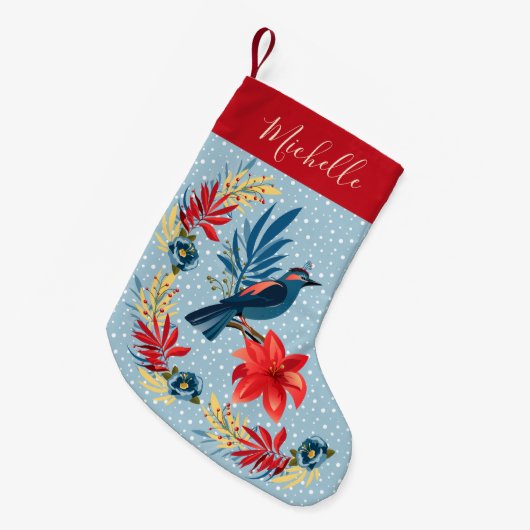 Monogram Merry Christmas & Happy New Year! Floral Kleine Kerstsok (Voorkant (Hangend))