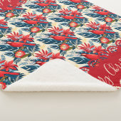 Monogram Merry Christmas & Happy New Year! Floral  Sherpa Deken (3/4)