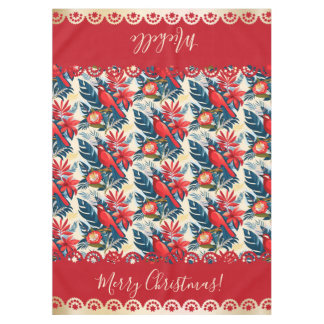 Monogram Merry Christmas & Happy New Year! Floral Tafelkleed