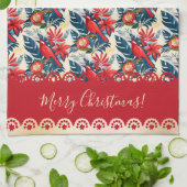 Monogram Merry Christmas & Happy New Year! Floral Theedoek (Gevouwen)