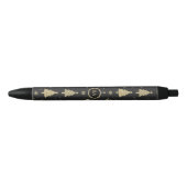Monogram Merry kerstboom Snow Gold Star Zwarte Inkt Pen (Voorkant)