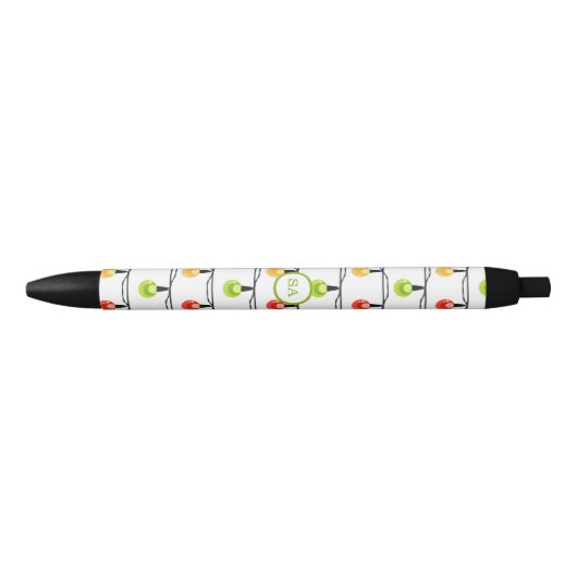 Monogram Merry kerstlampjes Rood Groen Wit Zwarte Inkt Pen (Voorkant)