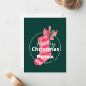 Monogram Merry Kerstmis Beste wensen lint groen Notitiekaartje (Voorkant / Achterkant in situ)