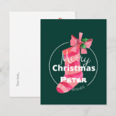 Monogram Merry Kerstmis Beste wensen lint groen Notitiekaartje (Voorkant / Achterkant)