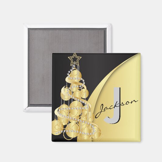 Monogram Merry Kerstmis Magneet (Voorkant / Achterkant)