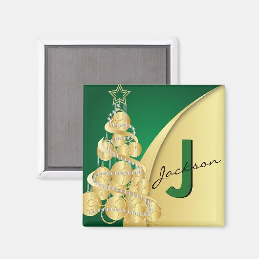 Monogram Merry Kerstmis Magneet (Voorkant / Achterkant)