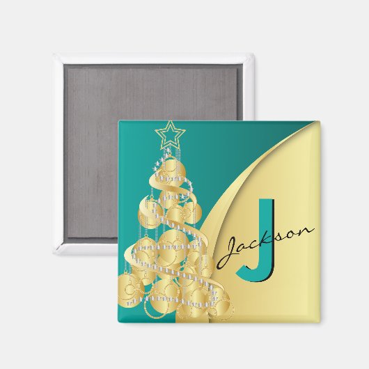 Monogram Merry Kerstmis Magneet (Voorkant / Achterkant)