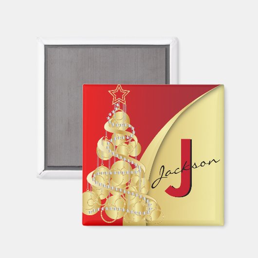 Monogram Merry Kerstmis Magneet (Voorkant / Achterkant)