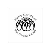 Monogram Merry Kerstmis Penguin Familie Rubberstempel (Afrduk)