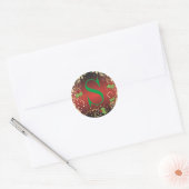 Monogram Merry Kerstmis Ronde Sticker (Envelop)