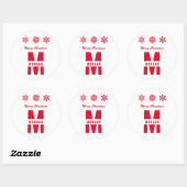 Monogram Merry Prettige feestdagen White Red Ronde Sticker (Vel)